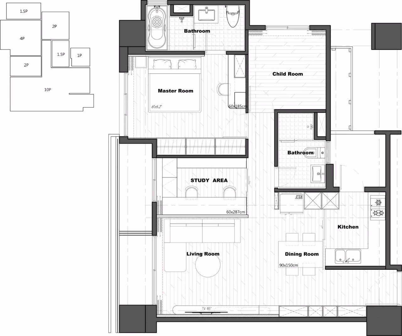 95平米三居室设计说明，13万元装修的现代风格有什么效果？-高科荣境装修