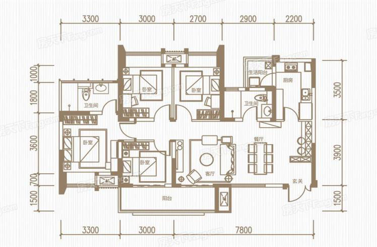 114平米的四居室装修案例欣赏，将现代风融入到现代生活当中。-凯德世纪名邸装修