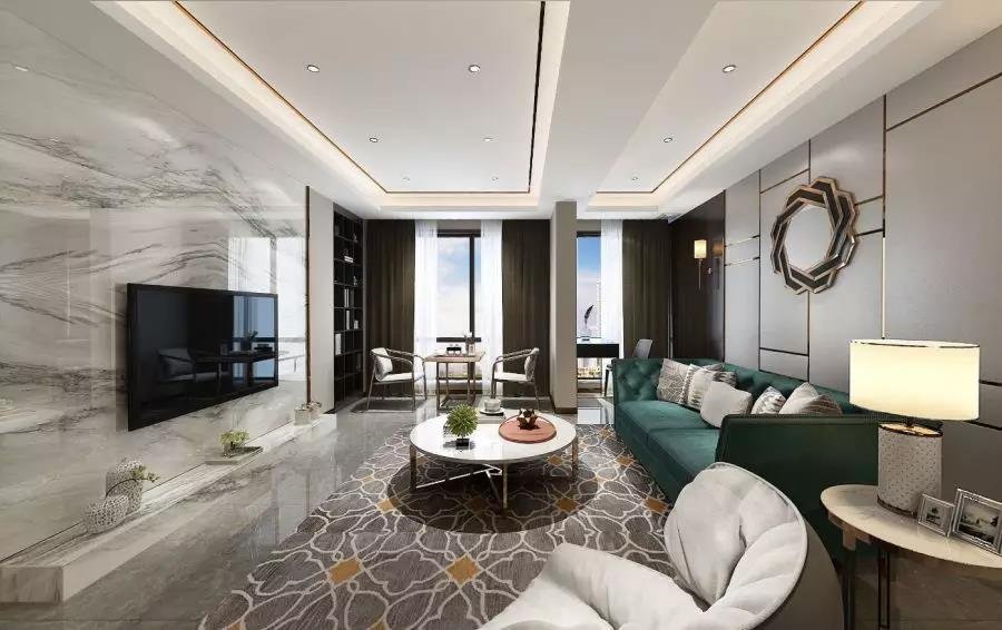 105平米三居室设计说明，9万元装修的现代风格有什么效果？-新江与城清晖岸装修
