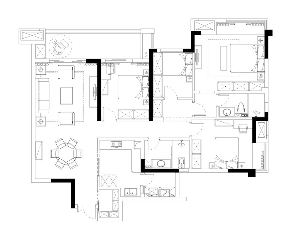 128平米的房子能装修成什么效果？美式风格三居室装修案例！-金科中心装修