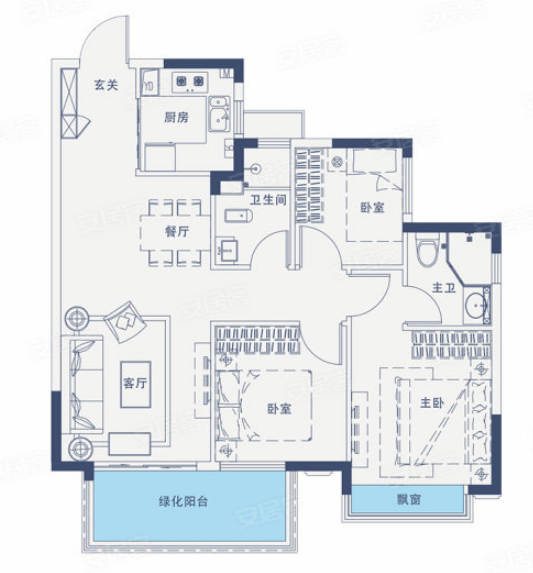70平米现代风格二居室，预算12万，点击看效果图！-龙光江南院子装修