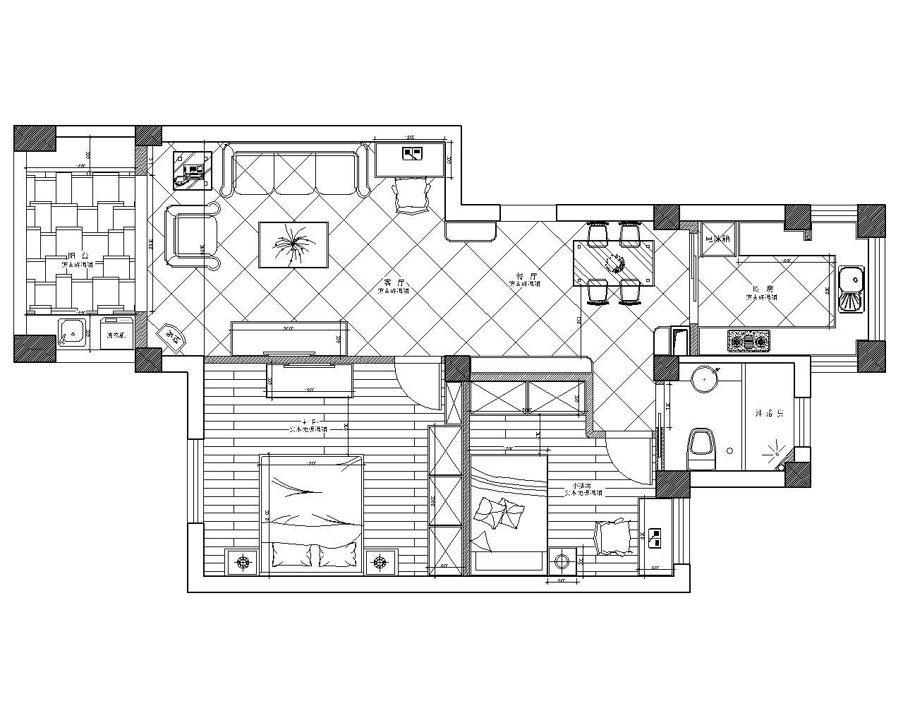 鲁能领秀城实例，80平米的二居室，质感与时尚并存的美式风装修。