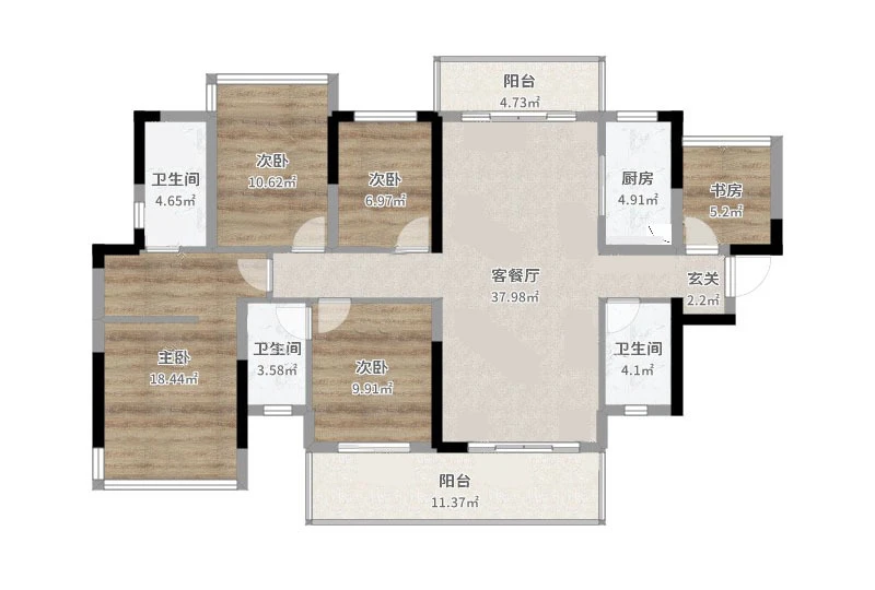 嘉和城布洛可137四居室平米中式风格