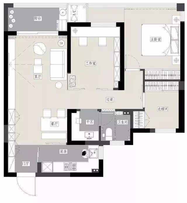 现代风格二居室装修案例，94平米的房子装修多少钱？-特变众合家园装修
