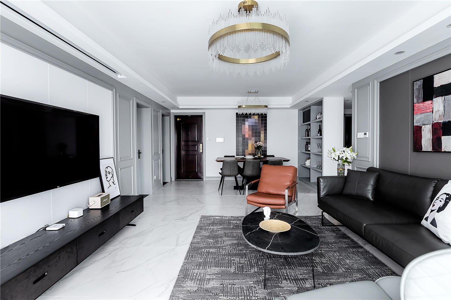 115平米三居室设计说明，10万元装修的现代风格有什么效果？