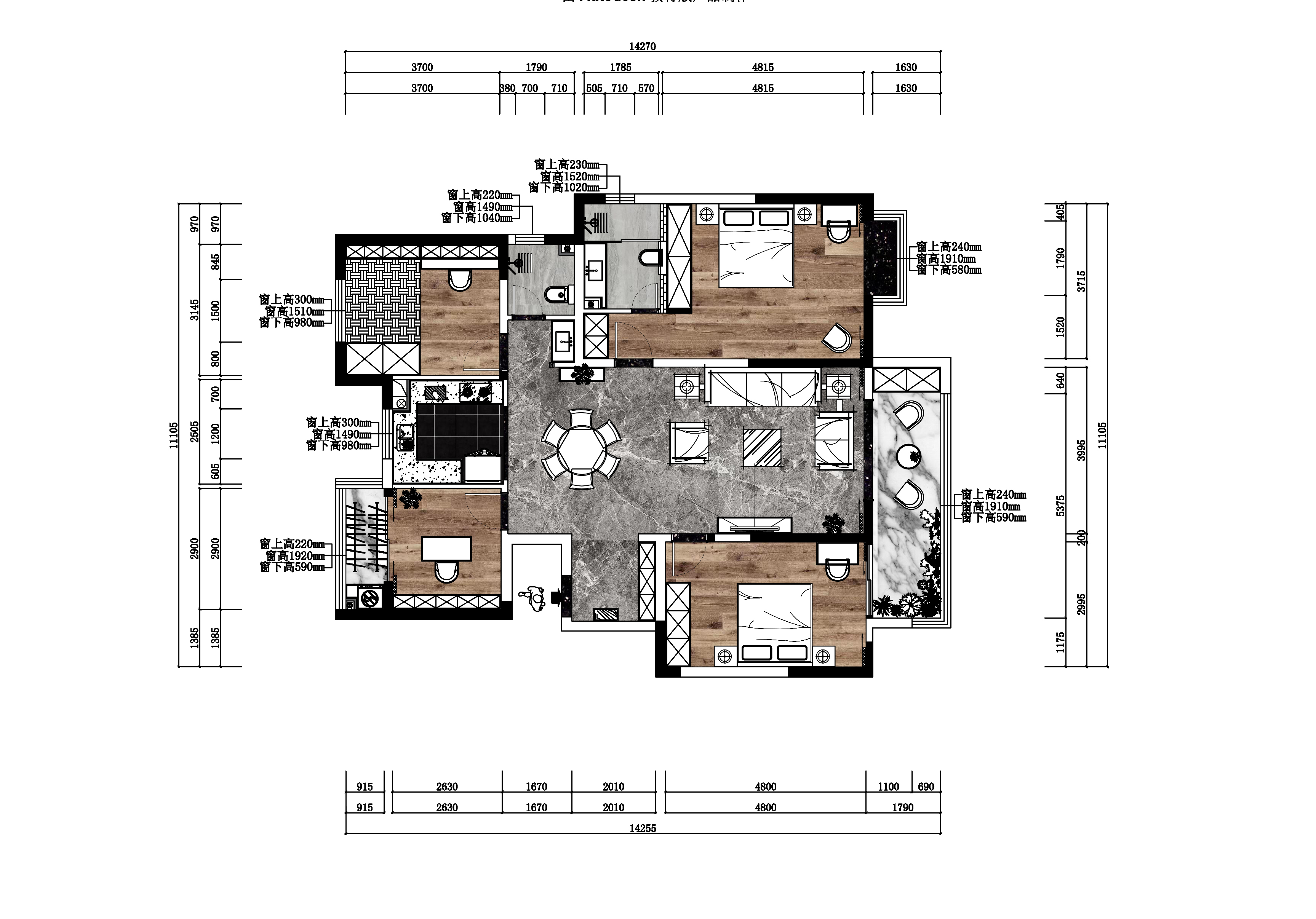 145平米的四居室装修案例欣赏，将中式风融入到现代生活当中。-金地中心风华装修