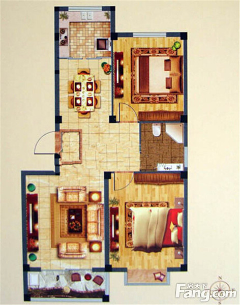 翰林国际二居室现代风格装修案例