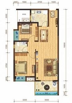 美式风格二居室装修案例，84.85平米的房子装修多少钱？-金色港湾君临水岸装修