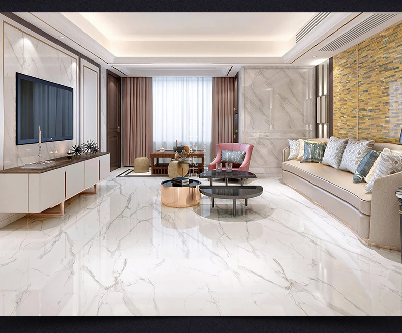 简一大理石瓷砖 雪花白 客厅卧室餐厅简约现代地板砖