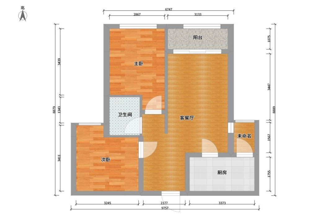 雄飞生活广场3室2厅1卫1厨-户型图