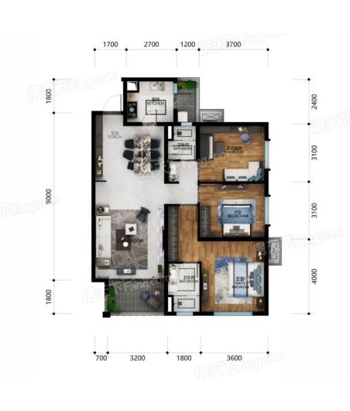 114平米的三居室装修案例欣赏，将现代风融入到现代生活当中。-保利天汇装修