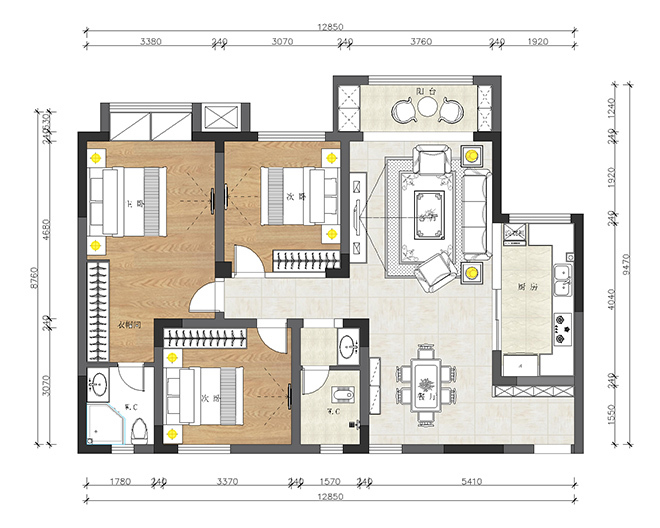 中式风格三居室装修案例，126平米的房子装修多少钱？-�龊Ｉ�林装修