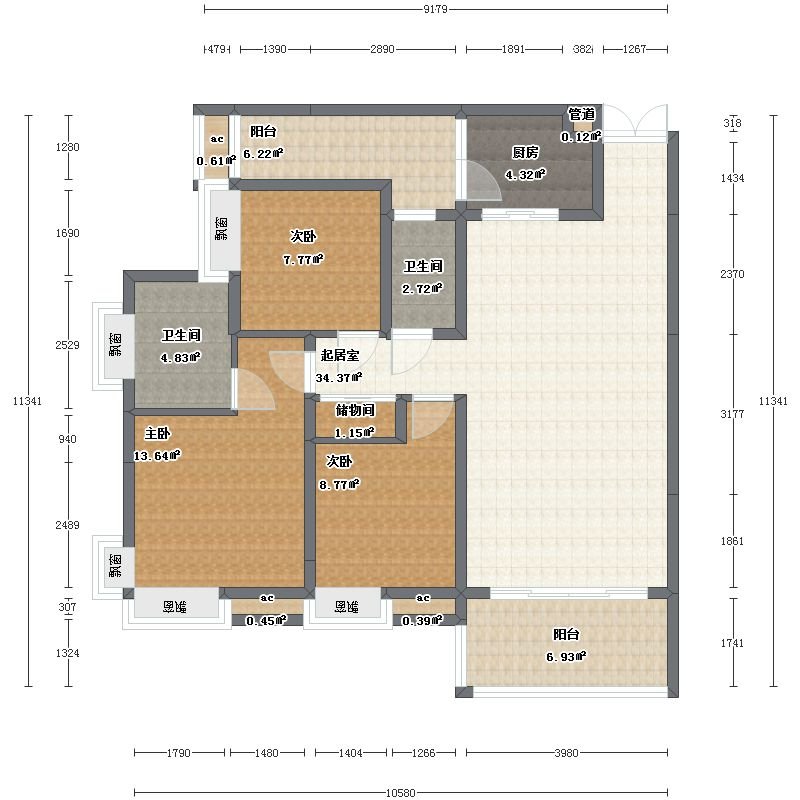 三居室的美式风怎么装修？让东原檀香山这套134平米的装修案例给你点灵感！