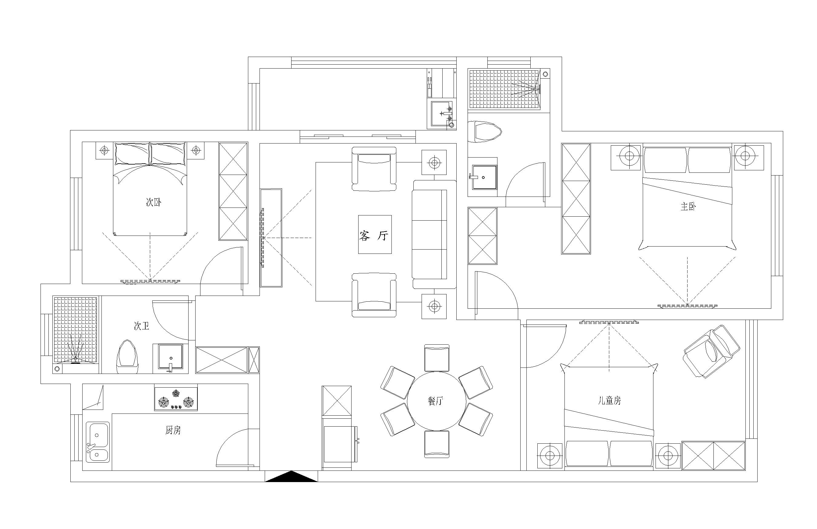 金域华府新中式风格三居室设计案例