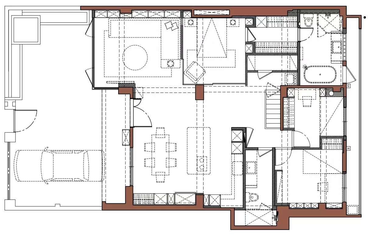 185平米四居室设计说明，25万元装修的现代风格有什么效果？