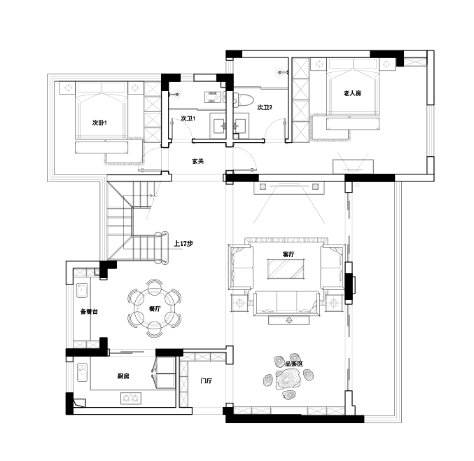 240平米的房子能装修成什么效果？中式风格四居室装修案例！