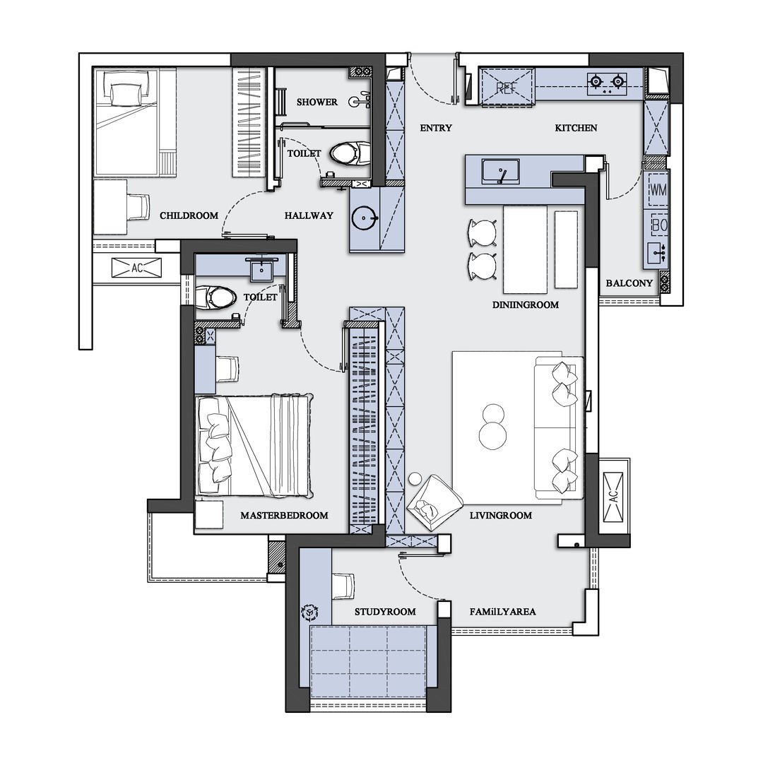 99平米三居室的现代风格案例，只花13万！