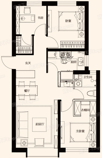 法式风格三居室装修案例，102平米的房子装修多少钱？