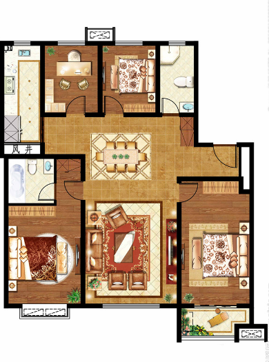 180平米四居室的中式风格案例，只花20万！