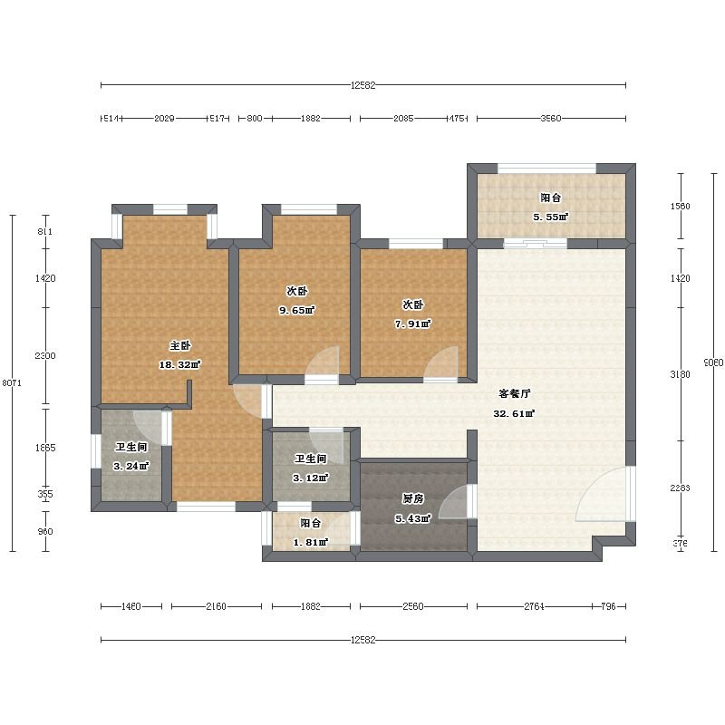 现代风格三居室装修案例，110平米的房子装修多少钱？