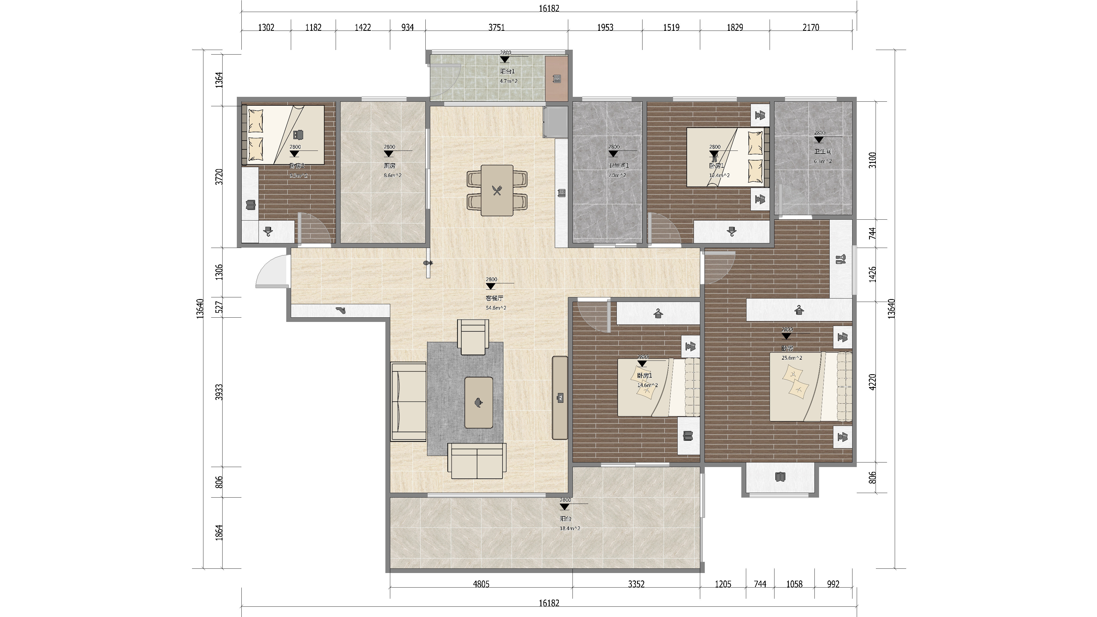 130平米的房子能装修成什么效果？美式风格四居室装修案例！