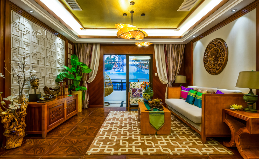 123平米的三居室装修案例欣赏，将东南亚风融入到现代生活当中。