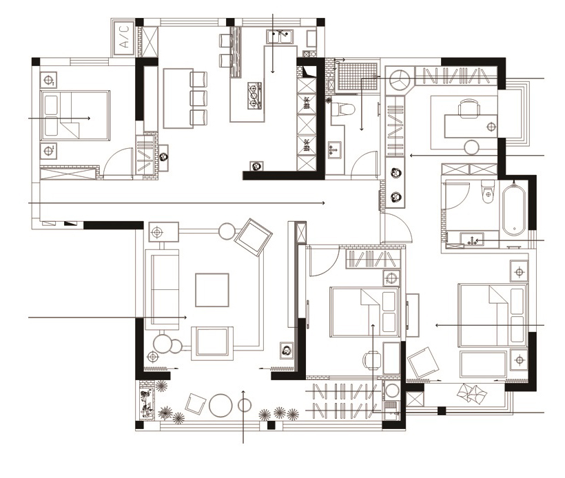 147平米三居室设计说明，31万元装修的现代风格有什么效果？