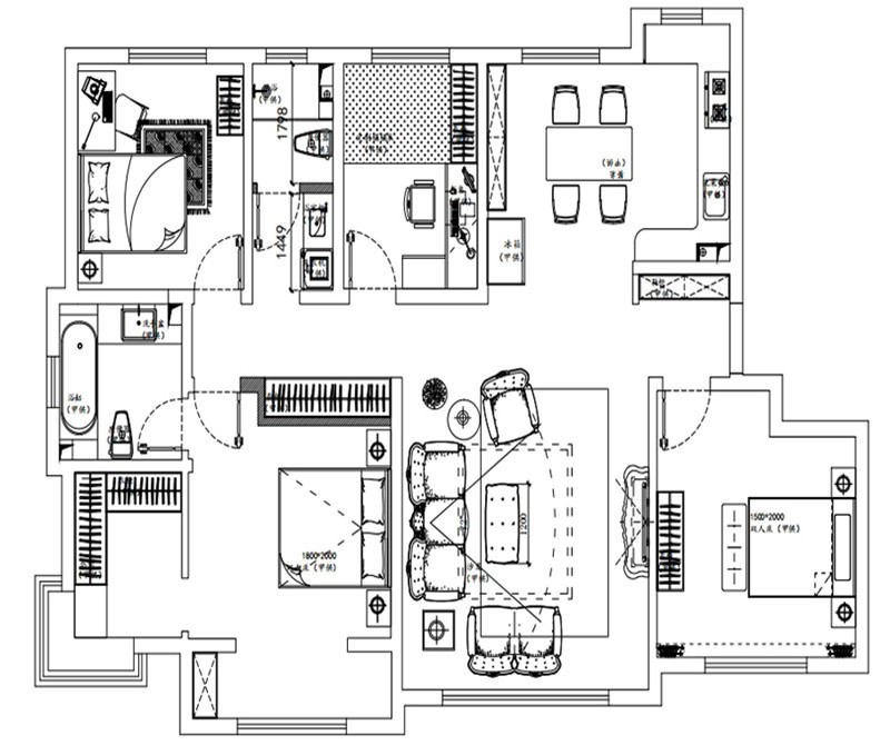欧式三居室150平米15万-格调松间装修案例-天津房天下家居装修网