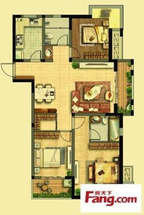 128平米三居室设计说明，10万元装修的现代风格有什么效果？