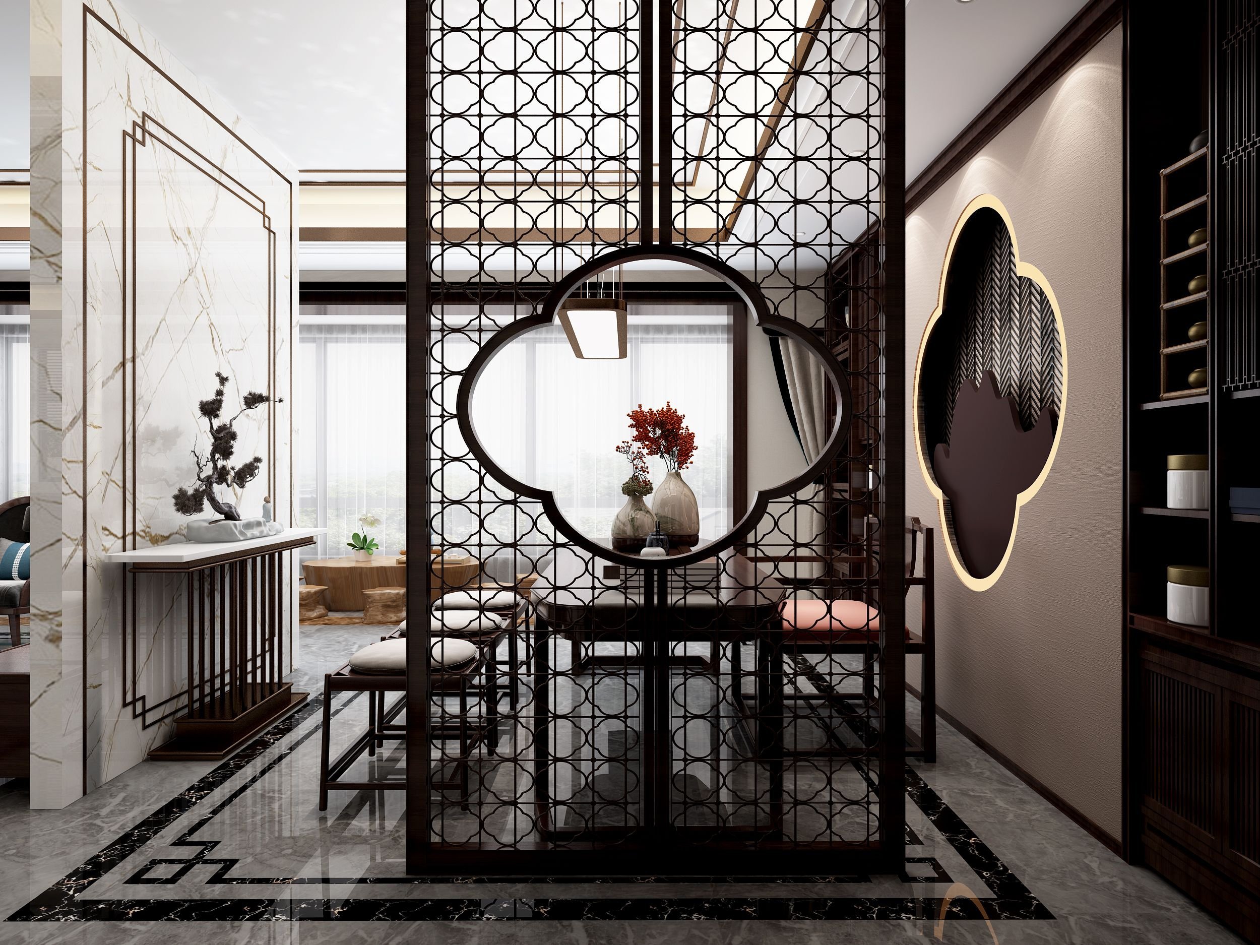 168平米的四居室装修案例欣赏，将中式风融入到现代生活当中。
