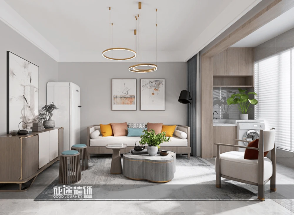 79平米的二居室装修案例欣赏，将新中式风融入到现代生活当中。