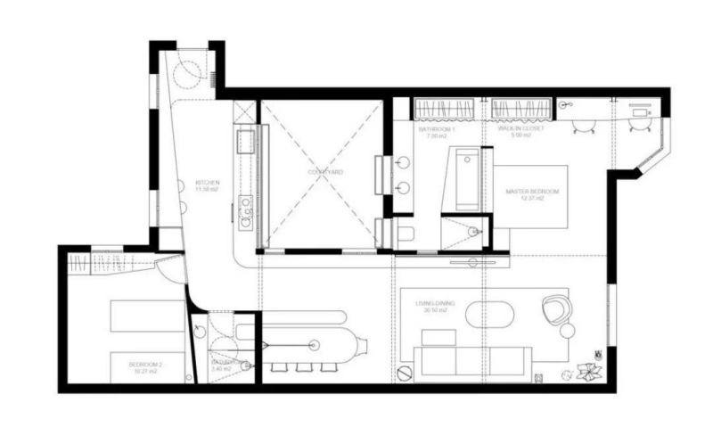 这套94平米的二居室，最后还是选定简约风格，效果竟远超预期。