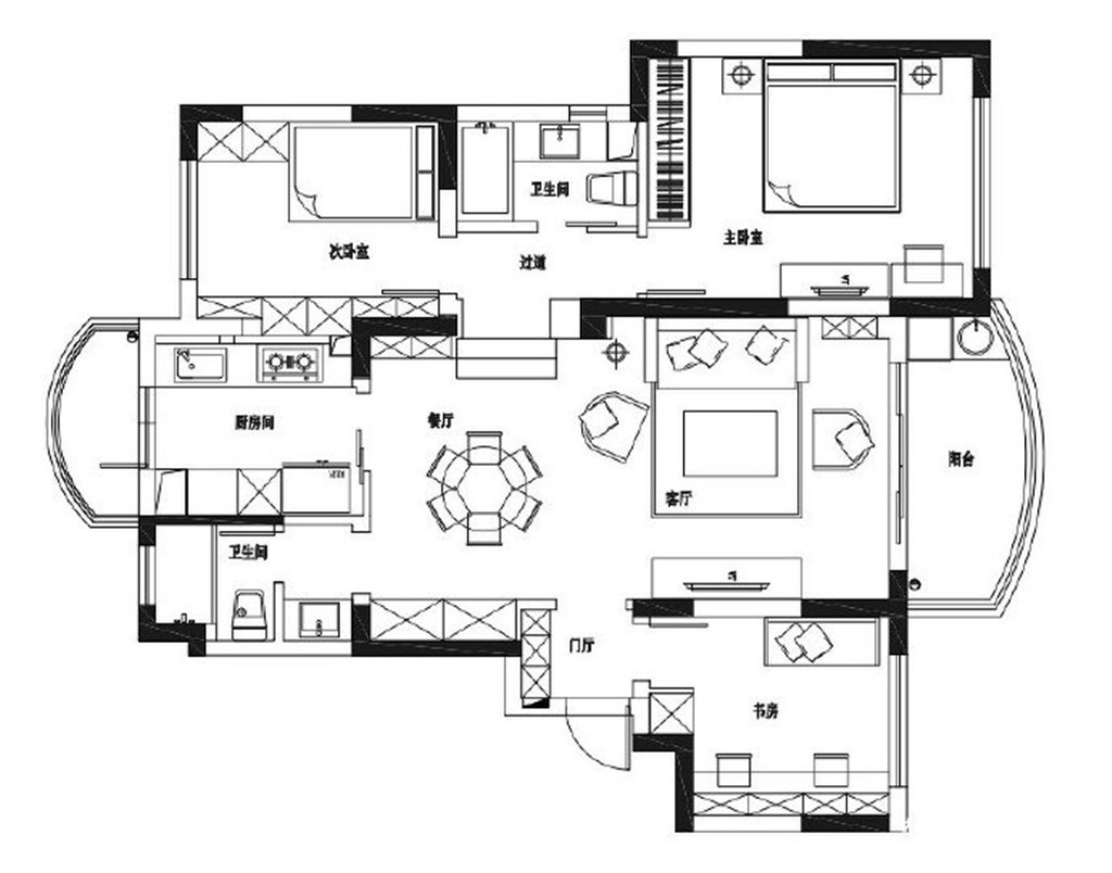 100平米美式风格三居室，预算8万，点击看效果图！