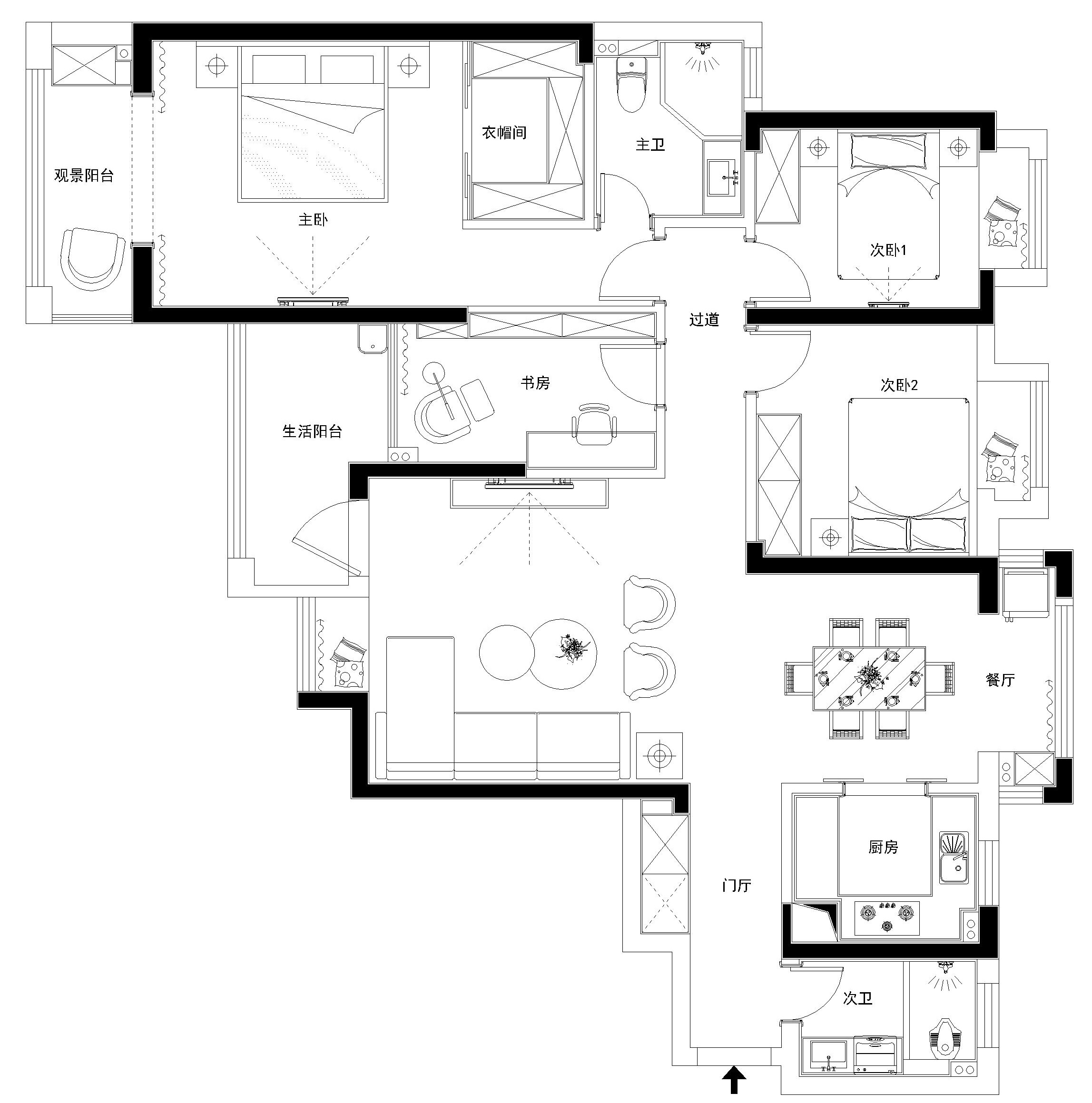 114平米的房子能装修成什么效果？现代风格三居室装修案例！