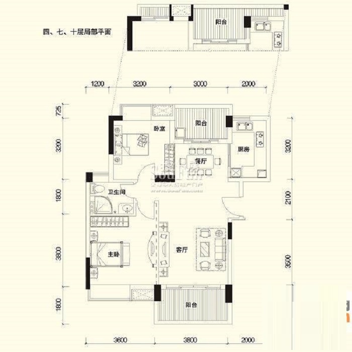 广电江湾新城87平两居室现代风格