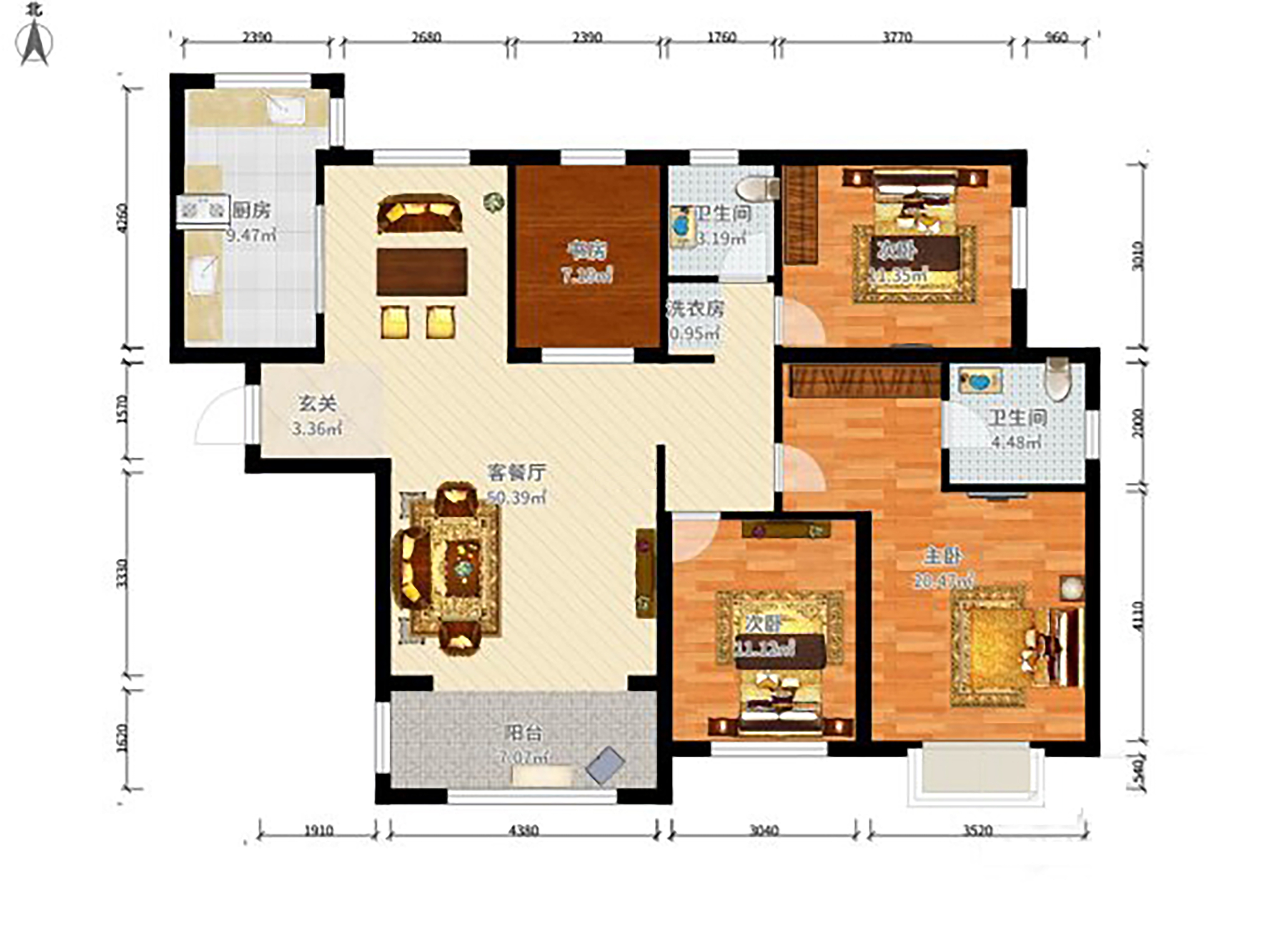 163平米新中式风格四居室，预算20万，点击看效果图！