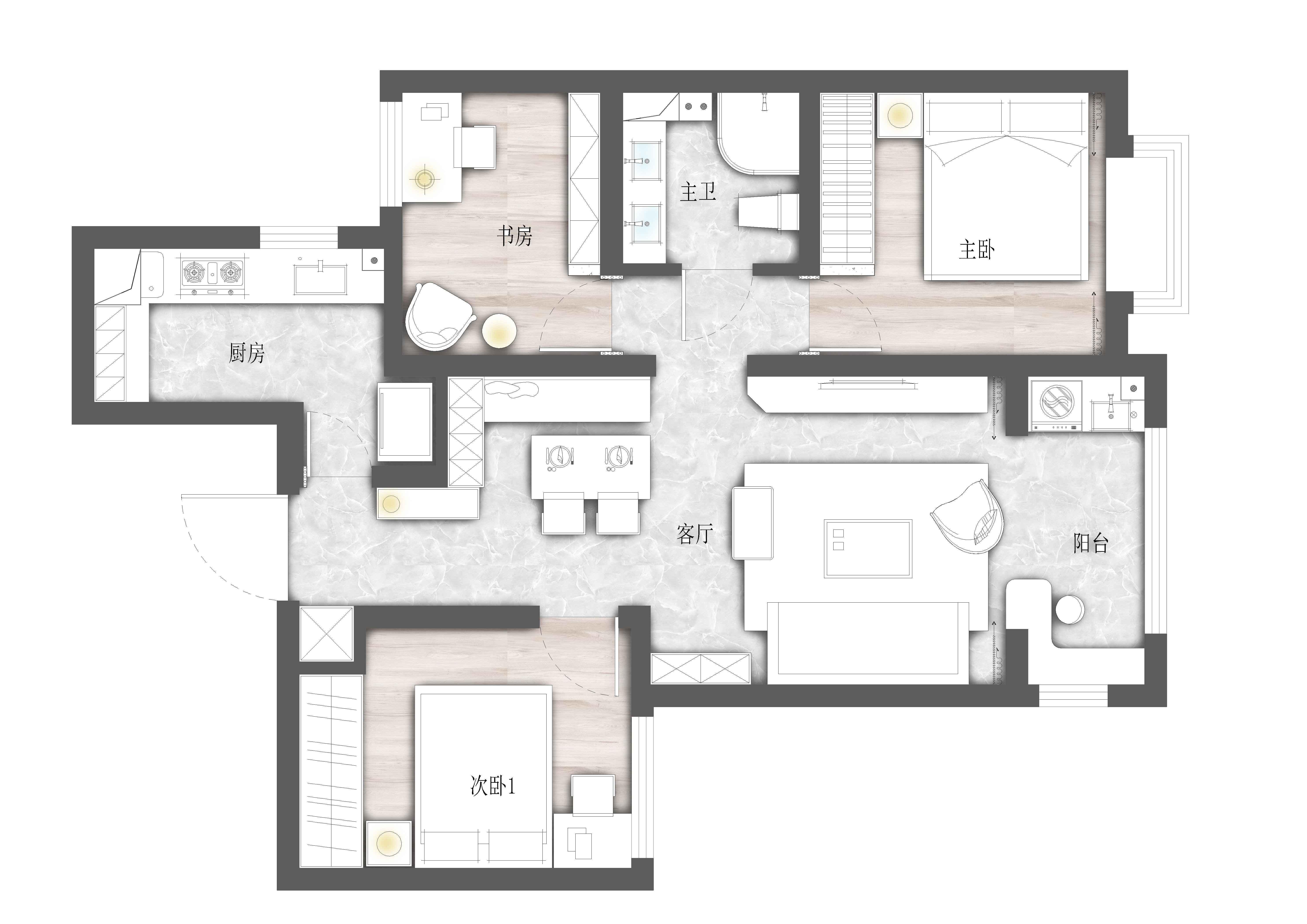 94平米三居室设计说明，3万元装修的北欧风格有什么效果？