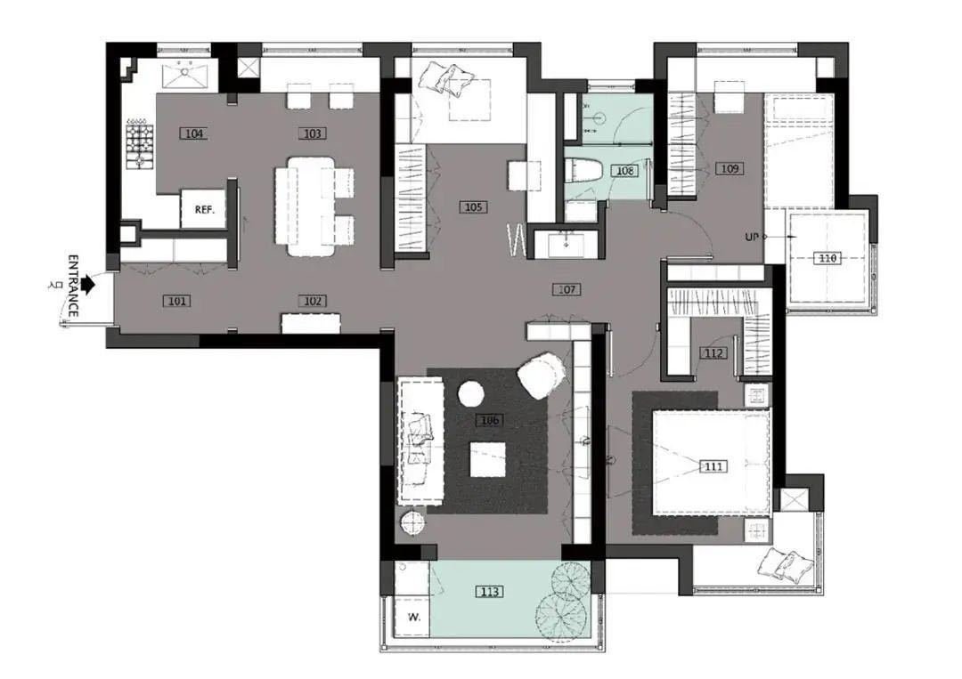 三居室的房子多大面积好？10万元的日式风格设计说明！