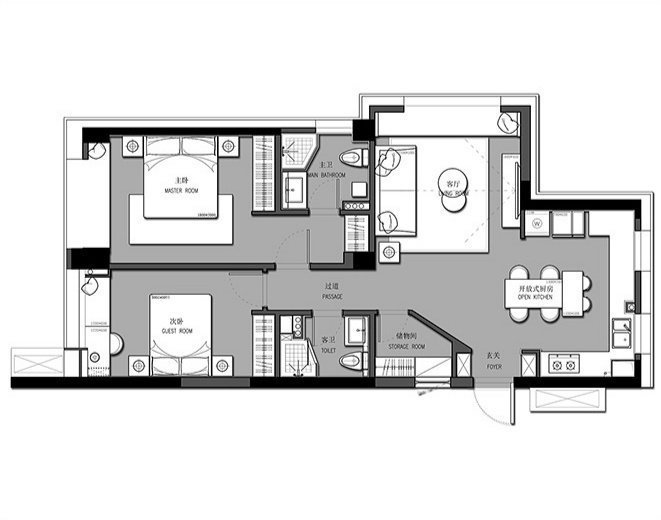 现代风格二居室装修案例，86平米的房子装修多少钱？
