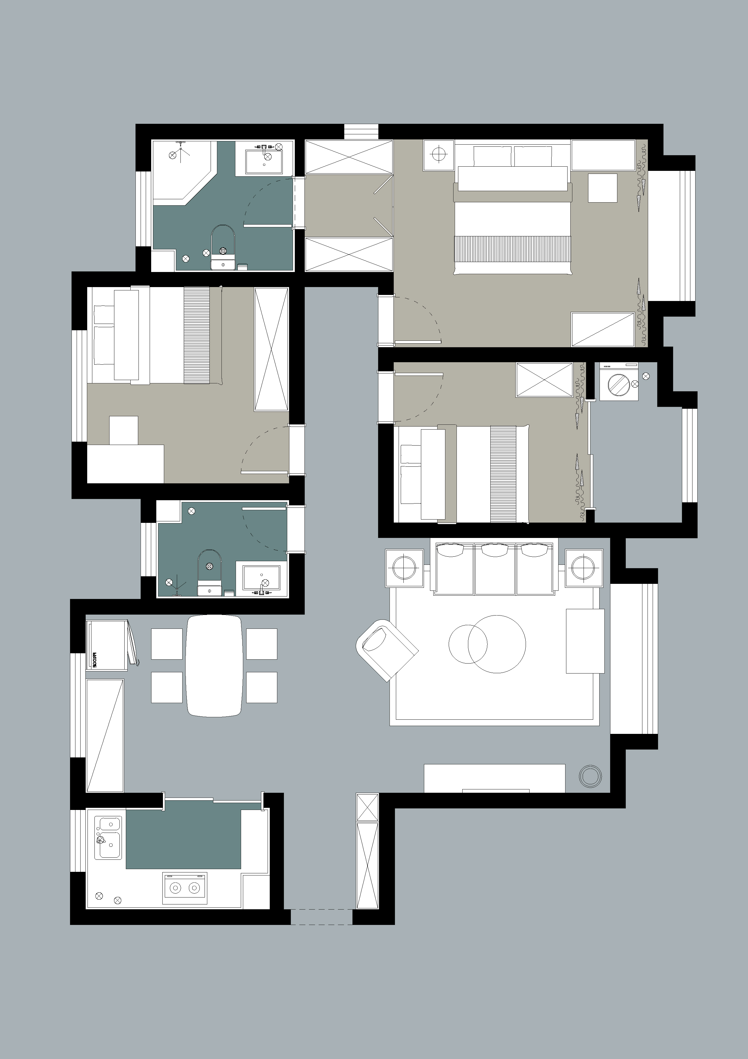 德润天玺120㎡三室两厅现代轻奢风格