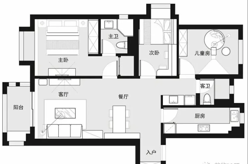 110平北欧混搭三居 精装房改造