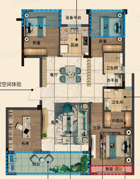 现代风格三居室装修案例，128平米的房子装修多少钱？