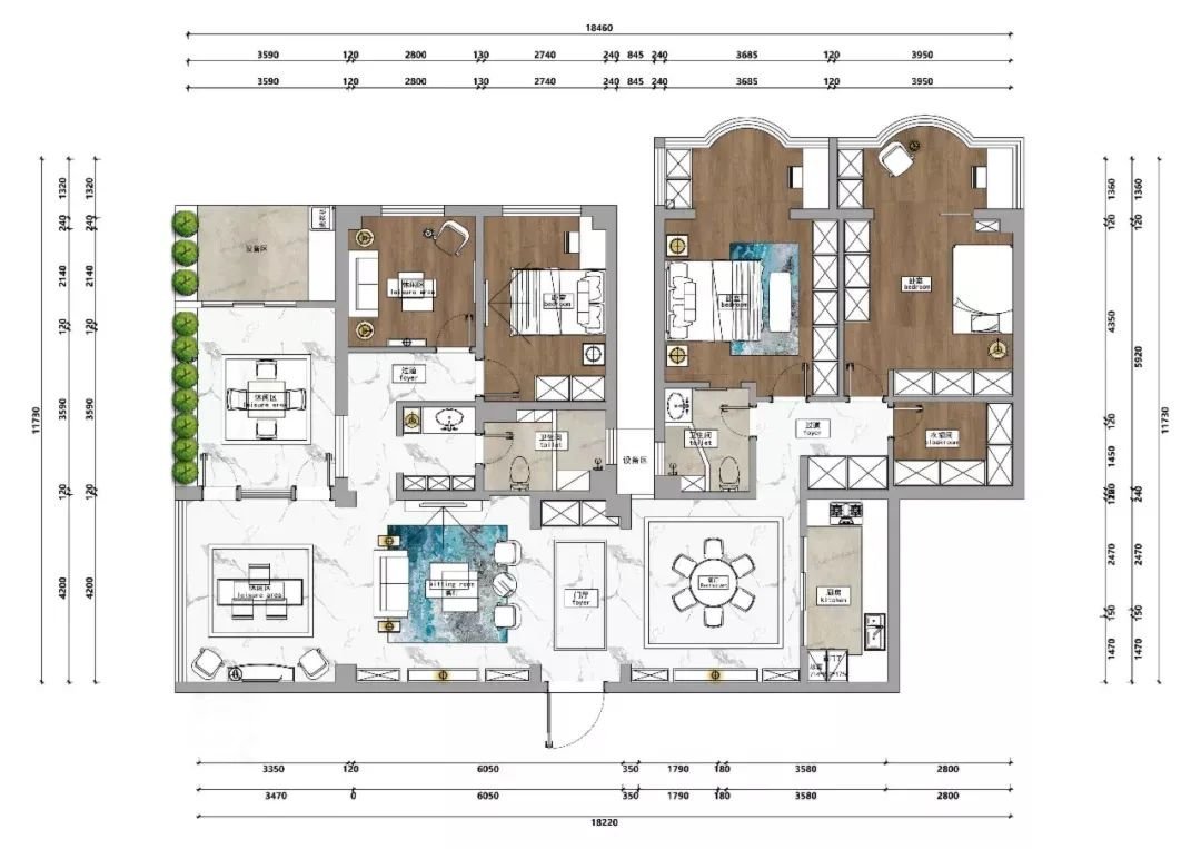 110平米的房子能装修成什么效果？现代风格三居室装修案例！