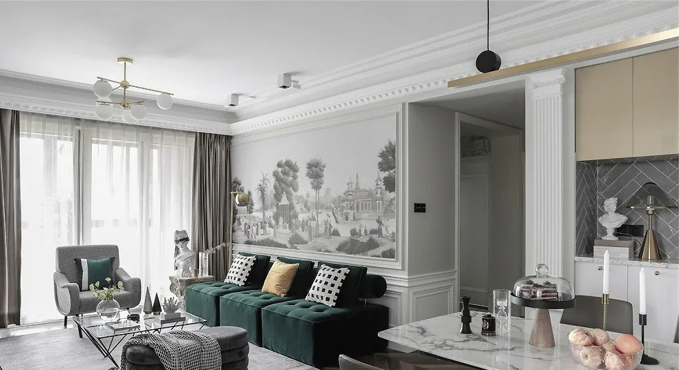 120平米三居室设计说明，11万元装修的美式风格有什么效果？
