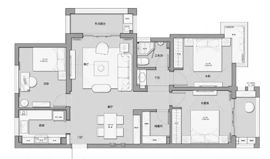 120平米三居室设计说明，11万元装修的美式风格有什么效果？