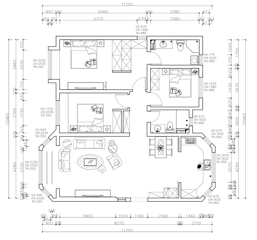 150平米的房子能装修成什么效果？现代美式风格三居室装修案例！