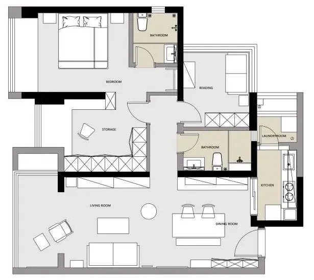 99平米的房子能装修成什么效果？风格二居室装修案例！