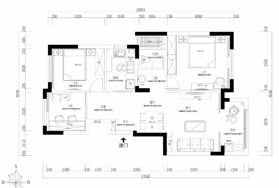 132平米新中式风格三居室，预算12万，点击看效果图！