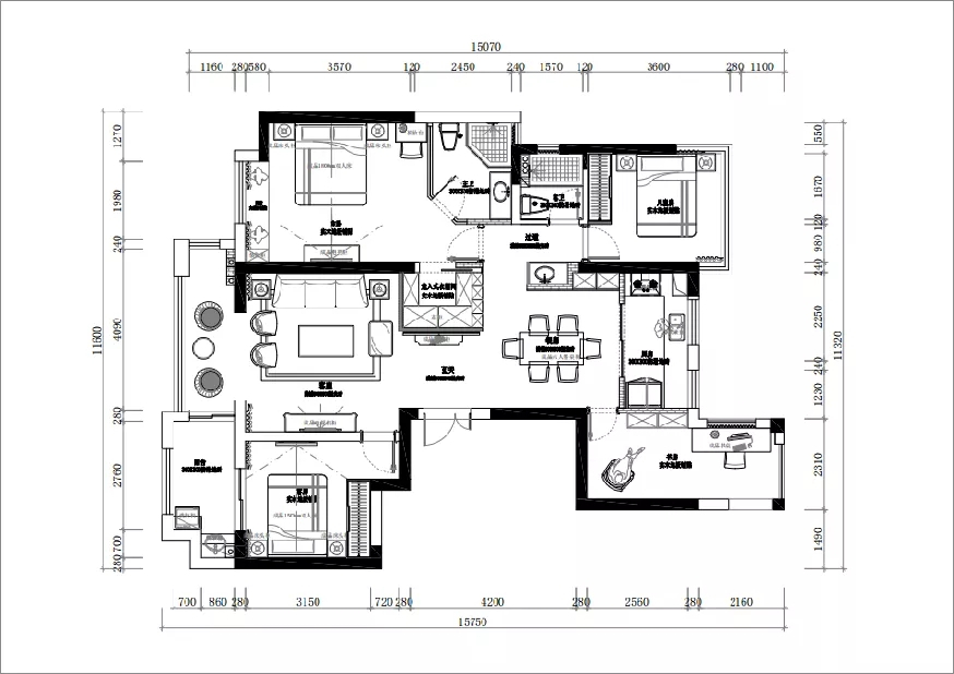 138平米的房子装修多少钱？现代风格三居室设计说明！