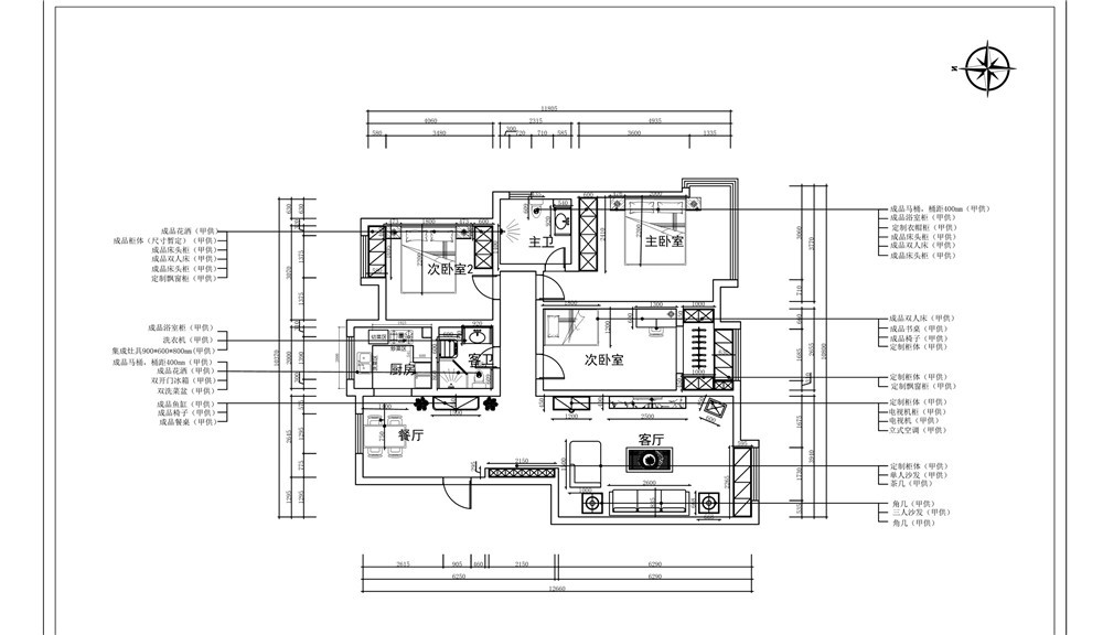 136平米三居室设计说明，16万元装修的欧式风格有什么效果？